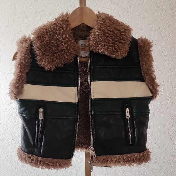 Cozy Shearling-Lined Vest - Green and Brown - Picture 1 of 6